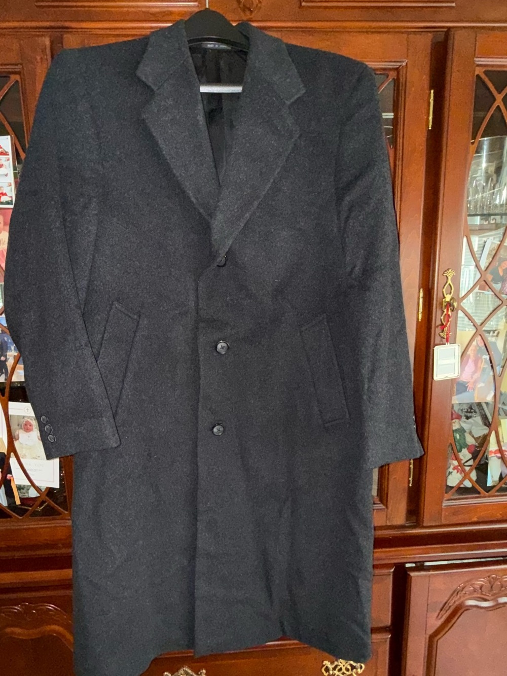 Men's Black Wool Blend Pea Coat – Classic Tailored Overcoat